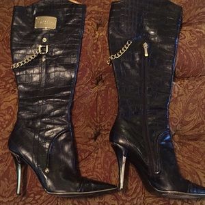 Marciano Brown & Gold Chain Boots 9 1/2